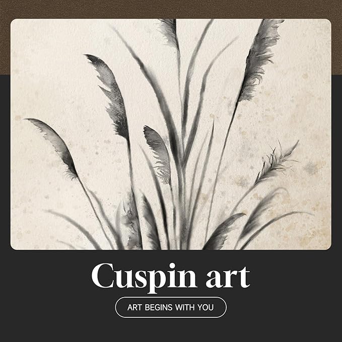 Framed Vintage Botanical Wall Art, 4 Piece Neutral Rustic Boho Floral Canvas Painting Prints for Modern Farmhouse, Black and White Flower Pictures for Living Room Bedroom Dining Room Wall Decor, 12x16