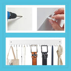 Wall-Mounted Belt and Tie Hanger, Wood Space-Saving Belt Rack with 20 Rotating Hooks - Multi-Functional Closet Organizer for Ties, Belts, Scarves & Accessories