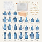 24PCS Mini Bud Vases As Wedding Centerpieces for Tables,Clear Bud Vases for Flowers,Small Flower Vases Suitable for Birthday Party,Anniversary,Wedding Reception,Baby Shower (Blue, 24PCS)