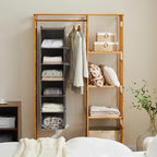 YOUDENOVA Hanging Closet Organizer and Storage, 6-Shelf Closet Hanging Storage Shelves, Grey