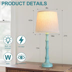 Lamps Set of 2 Modern Farmhouse Table Lamp Bedside Reading Lamps Living Room End Tables Set Lamps for Night Stands Bedroom Night Lamp,High 27 Inch,Green,With Fabric Lamp Shade,Bulb Not Included