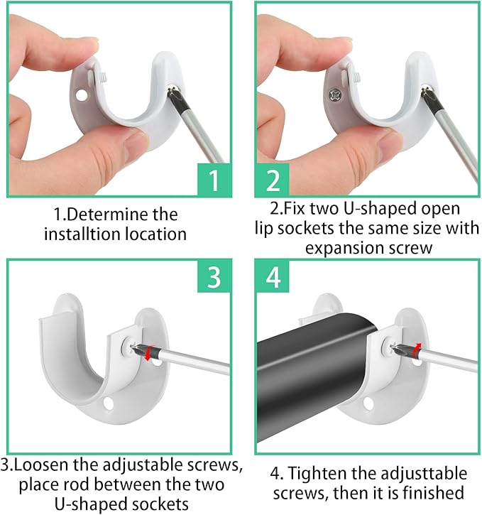 4 Packs Stainless Steel Closet Rod End Supports 1 Inch Wardrobe Bracket Heavy Duty Closet Pole Sockets Flange Rod Holder, U-Shaped with Screws, White