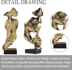 aboxoo Thinker Statue, Silence is Gold Abstract Art Figurine, Modern Home Resin Sculptures Decorative Objects Shelf Decor,Tabletop for Home Decor,Man Office Study Desk Statue (Large Gold)