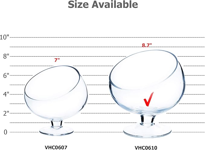 WGV Slant Cut Bowl Glass Vase with Stand, Width 8.25", Height 8.75", Clear Planter Terrarium, Candy Dish, Fruit Jar for Wedding Party Event, Home Office Decor, 1 Piece