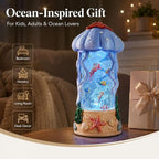 Jellyfish Night Light Water Snow Globe with Music and 2 Soothing Melodies, Rotating Ocean Scene Lamp with 6 Hours Timer, USB Powered or 3 AA Battery Operated Gift for Kids Adults Bedroom Nursery