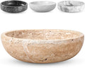 FNTSTICGOODS Travertine Decorative Bowl - 7.8” Diameter & 2” Height - Key Bowl for Entryway Table - Travertine - Organic Modern Centerpiece - Beige/Natural