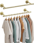 OROPY Industrial Pipe Clothing Rack Set of 2, Wall Mounted Clothes Rack, Closet Rods For Hanging Clothes, 33" Multi-purpose Hanging Rod for Laundry Room, Bedroom and Closet Storage, Gold