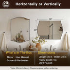 ANDY STAR Brushed Nickel Bathroom Mirror, 22"x30" Scalloped Wall Mirror in Stainless Steel Metal Frame, Unique Vanity Mirror with Modern Curved Edge Design, Ideal for Bathroom, Bedroom, Entryway