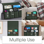 Joywell Armrest Organizer Remote Holder for Recliner Armchair Caddy Couch Sofa Arm Chair Caddie with 6 Pocket Storage for Magazine, Phone, iPad,Olive Green
