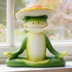 Meditation Mushroom Resin Statues – Cute Yoga Mushroom Figurines for Desk, Home, Office & Garden Decor – Zen Resin Sculptures for Living Room, Patio, Tabletop & Backyard (1 Pack, Frog)