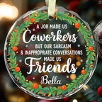 BSQUIELE Personalized Coworkers Glass Ornament 2025 - Friendship Gift for Work Bestie, Work Friends, Best Friends - Funny Coworker Appreciation Keepsake - Unique Xmas Tree Hanging Decoration