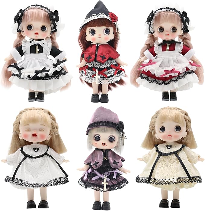 Cute Blind Box Kawaii Figures,Collectible BJD Doll with 1/12 Scale Removable Clothes，Surprise Gift Single Random Mystery Box-Myriad Lolita Series