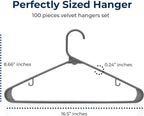 SereneLife 100 Pack Plastic Hangers, Non-Slip, Space-Saving Closet Organizers, Durable and Strong for Shirts, Sweaters, Hoodies, Kids Clothes & Dresses, Ultra-Thin, Lightweight