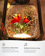 Christmas Snow Globes Cardinal Gifts,Christmas Decorations Cardinal Snow Globe, Musical Lantern Light Up 6H Time Glitter Globe Cardinal Red Bird Memorial Gift for Women