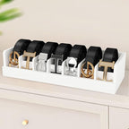 Belt Organizer for Drawer - Bamboo Belt Storage Organizer | Belt Rack for Closet Wall Mount Men Women Tie Sock Bra Scarf Ribbon(White, 2 * 7Grids)