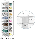 coastal rose Hanging Shoe Organizer for Closet, 20 Sections Hanging Closet Organizers and Storage Shelves, Space Saving Shoe Storage Rack Holder, Transparent White, 12''W×12''Dx 50''H