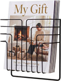MyGift Modern Design Black Metal Wire Wall Mounted Magazine and File Folder Holder Organizer Rack