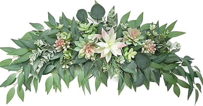 CDQL Artificial Succulents Swag Decorative Swag,Green Leaves Wedding Arch,Greenery Swag,Farmhouse Wedding Arch Flower,Table Centerpieces Wall Decor (1)
