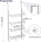 SWTYMIKI Over Door Hat Organizer - 5 Tier Wall Mounted Hat Rack with 4 Adjustable Metal Basket Heights Design and 3 Hooks, Baseball Cap Organizer Storage Holds up to 49 Caps for Door, Bedroom, Closet