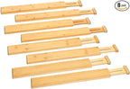 RoyalHouse Adjustable Bamboo Drawer Dividers Organizers, Expandable Drawer Separators for your Kitchen, Bedroom, Bathroom, Dresser, Office, and More (8 pieces)