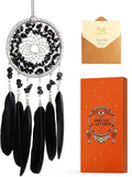 Car Rear View Mirrior Hanging Accessories Black Dream Catcher Small, Crystals Stones Feather Pendant Interior Rearview Mirror Decoration