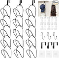 LINFIDITE 15 Pack Hat Rack Hanger Holder Organizer Closet Hanging Baseball Cap Display Storage Rack for Scarves Handbags Towels Clothes Ties Over Door Wall Mounted w Hanging Hook Black
