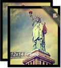 100% Solid Wood 12x14 Picture Frame Set of 2, Black Frame for 12 x 14 Inch Picture Poster Photo, Light Weight 12 by 14 HQ Matte Black Frame for Wall - 2 Pack/Black/12 x14
