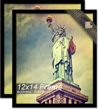 100% Solid Wood 12x14 Picture Frame Set of 2, Black Frame for 12 x 14 Inch Picture Poster Photo, Light Weight 12 by 14 HQ Matte Black Frame for Wall - 2 Pack/Black/12 x14