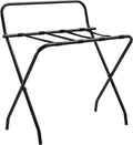 Kings Brand Furniture - Metal Foldable Luggage Rack, Suitcase Stand with Back, Black