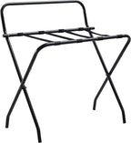 Kings Brand Furniture - Metal Foldable Luggage Rack, Suitcase Stand with Back, Black