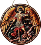 St. Michael San Miguel Arcangel Wall Pediments Home Decor Door Sign Plaques Hanging Pendant Decorations Batter Guard Angel Christian Religious Ornaments (N)