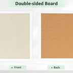DOLLAR BOSS Cork Board Bulletin Board with Linen Double-Sided 30" x 20" Linen Corkboards for Walls Picture Display Vision Board for Office Home School Framed Picture Pin Board, 20 Pushpins 10 Clips