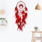 Red Dream Catcher Wall Decor Crystal Tree of Life Dream Catchers Handmade Feather Dreamcatcher Wall Hanging Ornament for Bedroom Living Room Home Decor