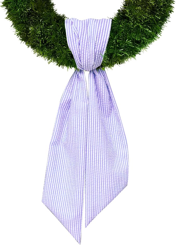 Christmas Wreath Sash for Front Door, Purple Stripes Burlap Sash Birthday Holiday Wreath Accessories for Home Wedding Baby Shower Decorations