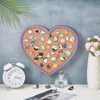 BENECREAT Purple Heart Pin Cork Board Bulletin Display Board, 10.6x11.8inch Wall Mounted Cork Board for Brooch Pin Storage, Office Home Festival Valentine's Decor