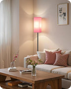 Set of 2 Floor Lamps for Living Room, Modern Tall Standing Lamps with Foot Switches, Bulb Not Included, 64.6'', for Living Room, Bedroom, Study, Kids Room, Pink and Black P07LDP205W1