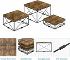 ELITEROO Buffet Risers and Stands, Square Display Risers for Catering Supplies, Wooden Food Display Stand for Buffet Table, 3 Tier Dessert Stands for Cake, Cupcake, Party Treat, Rustic Brown, 6"x7"x8"