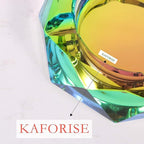 Kaforise Heavy K9 Crystal Ashtray for Cigarettes – Cool Color-Changing Glass Ash Tray for Outdoor Patio & Home Decor – Fancy Geometric Tabletop Accessories, Unique Luxury Gift for Men Smokers (02)