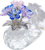 Arikyrist Crystal Multicolor Forget-Me-Not Bouquet Figurines Gifts for Women Flowers Collectible Decoration for Living Room Romantic Presents for Her Wife Mom Anniversary Birthday