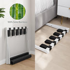 2 Pack Luggage Rack, Folding Luggage Rack for Guest Room, White Bamboo Suitcase Stand Holds up to 131 lb, Luggage Stand with Storage Shelf for Hotel, Bedroom