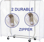 Ruibo Clear Garment Rack Cover for Clothes Rack Cover with 2 Durable Zipper/Clothing Waterproof, Dustproof Protector (M:59x20x60 inch)