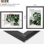 Egofine 12x16 Picture Frames Set of 4, Made of Solid Wood Covered by Plexiglass 9x12 and 11x14 with Mat or 12x16 without Mat, for Wall Mounting Photo Frame Rustic Black