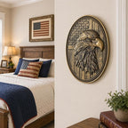 Vintage American Eagle Wall Sculpture, Antique Wall Decor, 4th of July Decor, Hand Painted Wall Decoration with Embossed Eagle Design, 250 Anniversary USA Decor, Patriotic Decoration for Bedroom Living Room Hallway, Housewarming Gifts