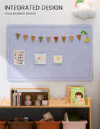 Fluxynara Bulletin Board,35.4" x 23.6" Cork Board Alternative with 12 Safe Removable Adhesive Tabs, Foldable Felt Pin Board for Home Office, Classroom, Bedroom,Entryway for Walls—Soft Periwinkle