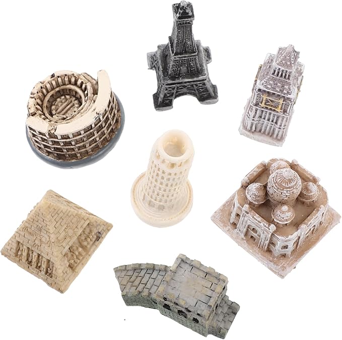 Hemoton 7pcs World Famous Architectural Models Miniature Buildings Architecture Brick Big