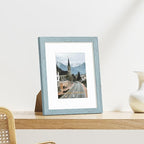 Vittanly 8x10 Picture Frames Set of 9, Shatter Resistant Plexiglass, Display 5x7 Pictures with Mat or 8x10 without Mat, Photo Frames for Wall or Tabletop, Engineered Wood, Rustic Blue