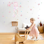 Fun-Plus Pink Dream Catcher Wall Hanging Set - 10 Butterflies & 16 Stars, Boho Room Decor for Girls, Easy Peel & Stick Wall Art for Bedroom, Nursery, Teen Room for Daughter, Birthday, Christmas