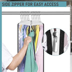 MISSLO 10" Gusseted All Clear Garment Bags for Hanging Clothes 60" Dress Bags for Gowns Long Fur Coat Closet Storage Covers, 3 Packs