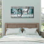 Large Christian Wall Art Bible Verses Wall Decor Give It to God and Go to Sleep Bedroom Pictures Inspirational Quote Wall Art Turquoise Teal Scripture Artwork for Living Room Home Decoration 24x48"
