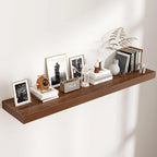 Venusmiles Floating Shelves for Wall, 55 Inch Wide x 12 Inch Deep Floating Shelves, Long Wood Floating Wall Shelf Shelves for Living Room Bathroom Bedroom Kitchen Home - (Walnut, 55" W x 12" D x 2" H)